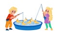 Duck Fishing Little Boy And Girl In Pool Vector Royalty Free Stock Photo