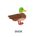 Duck flat icon. Colored element sign from farm animals collection. Flat Duck icon sign for web design, infographics and Royalty Free Stock Photo