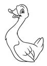 Duck funny animal character cartoon illustration coloring page
