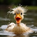 duck with funny expression crazy