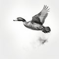 Hyperrealistic Flying Duck Illustration With Smokey Background Royalty Free Stock Photo
