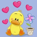 Duck with heart and flower