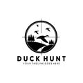 Duck Hunt Wildlife Logo Vector Illustration Design Vintage Emblem Icon