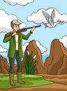 Duck Hunter Colored Cartoon Illustration