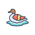 Color illustration icon for Duck, lake and animal