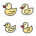 Duck icons set vector flat