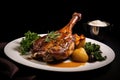 Duck Leg Served With Mushroom Sauce, Culinary Delight