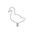 Duck line icon. Farm animal continuous line drawn vector illustration Royalty Free Stock Photo