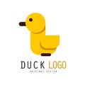 Duck logo, design element with yellow rubber duck for your own design vector Illustration on a white background Royalty Free Stock Photo