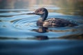 Common loon or great northern diver - Gavia immer. Duck loon bird animal swims on blue water in the river or lake. Generative AI
