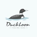 duck loon bird logo design vector flat illustration