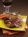 Duck magret with fresh figs and fig alcohol Royalty Free Stock Photo