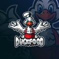 Duck mascot logo design vector with modern illustration concept style for badge, emblem and tshirt printing. smart duck