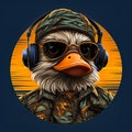 duck in military clothes and glasses AI generated