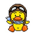 Pixel baby pilot duck image vector