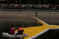 Start of a rubber duck toy race 