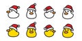 duck santa claus hat christmas vector icon cartoon character logo yellow bird chicken symbol doodle illustration