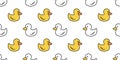 Duck seamless pattern vector rubber duck tile background repeat wallpaper scarf isolated illustration white yellow Royalty Free Stock Photo