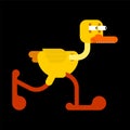 Duck in shock cartoon style. Frightened eyes. Panic Bird