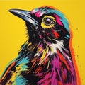 Vibrant Spray Painted Realism: A Bold Graffiti Bird On Yellow Background