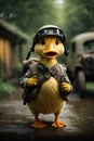 Duck Soldier, Duck has become a military soldier preparing to fight the bad guys
