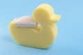 Duck sponge with soap on back