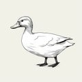 Minimalistic Duck Sketch On White Background - Hyper-realistic Animal Illustration Royalty Free Stock Photo