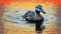 Duck Image With Risograph Ra 6800 Texture Royalty Free Stock Photo