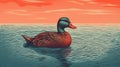 Duck Image With Risograph Ra 6800 Texture Royalty Free Stock Photo