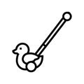 duck stick push toy line icon vector illustration