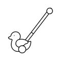 duck stick push toy line icon vector illustration