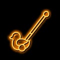 duck stick push toy neon glow icon illustration