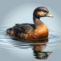 Duck swimming in water, with its head and body visible. It is floating on top of water, looking at camera Royalty Free Stock Photo