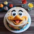 Duck-themed Gelato Face Cake With Lively Facial Expressions