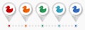 Duck toy, bird concept vector icons, infographic template easy to edit, set of colorful flat design pointers for webdesign and Royalty Free Stock Photo