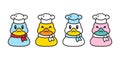 duck vector chef bakery kitchen cooking icon cartoon yellow rubber duck logo shower bathroom bird chicken character symbol doodle Royalty Free Stock Photo
