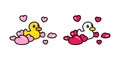 duck vector heart valentine icon logo cartoon character yellow rubber duck bird chicken symbol doodle illustration Royalty Free Stock Photo