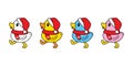 Duck vector icon christmas santa claus hat rubber duck logo shower bathroom bird walking chicken character cartoon symbol doodle i Royalty Free Stock Photo