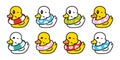 Duck vector icon rubber duck shower logo bathroom bird swimming ring chicken character cartoon symbol isolated doodle illustration Royalty Free Stock Photo