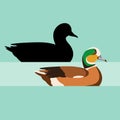 Duck vector illustration style Flat black Royalty Free Stock Photo