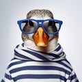 Funny Duck With Sunglasses And Striped Sweater