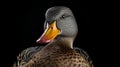 Ultra-realistic Duck Portrait On Black Background