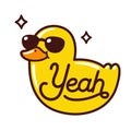 Duck Yeah cartoon yellow duck in sunglasses Royalty Free Stock Photo