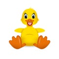 Happy Yellow Baby Duckling Sitting Royalty Free Stock Photo