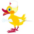 Duckling doctor with syringe