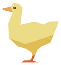 Duckling icon. Baby duck in polygonal style. Wild bird
