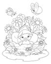 Duckling in nest coloring page cartoon vector illustration Royalty Free Stock Photo