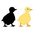 Duckling vector illustration profile side flat style black Royalty Free Stock Photo