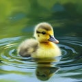 Duckling on the water in the pond. illustration. Royalty Free Stock Photo