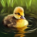 Duckling on the water. Vector illustration for your design. Royalty Free Stock Photo